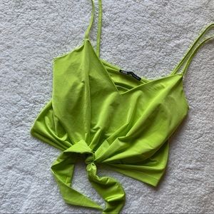 ZARA | Punchy Front-Tie Sleeveless Blouse Lime